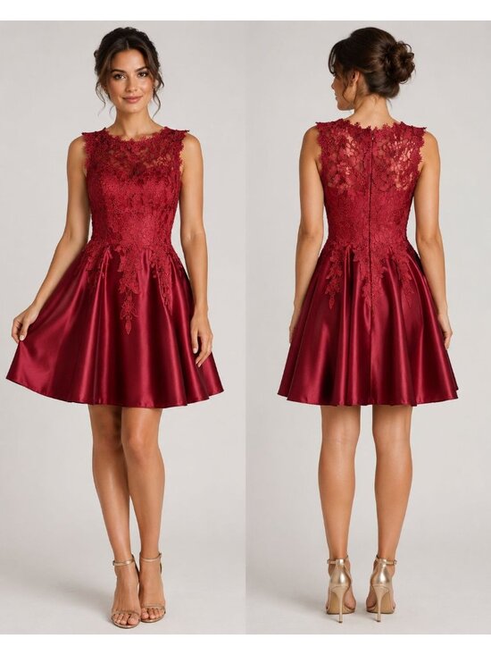 Juwan Dresses & Skirts - Juwan Women’s Floral Lace Satin Fit & Flare Cocktail Party Dress Red Large